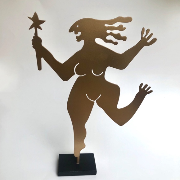 Gold Running Naked Couple Sculptures 12” High - Picture 8 of 8